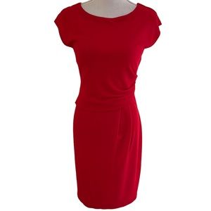 Ronen Chen Red "Dallas" Knit Short Sleeve Sheath Dress 0(4)XS